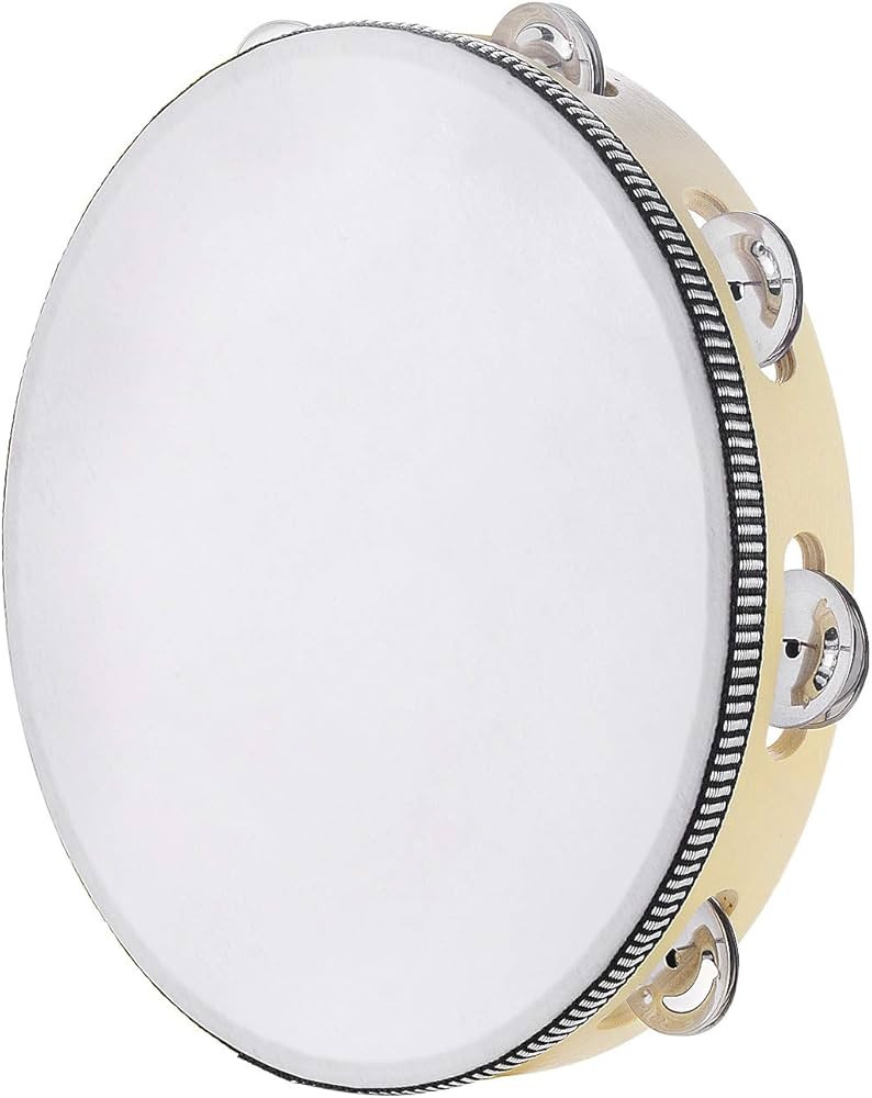 Tambourine for adults 10 inch Hand Held Drum Bell Birch Metal Jingles Percussion Gift Musical Edu... | Amazon (US)