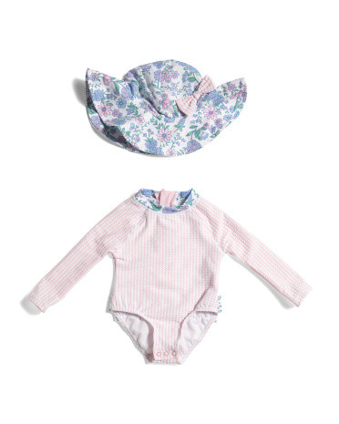 Infant Girls One-Piece Paddle Suit With Hat | Marshalls