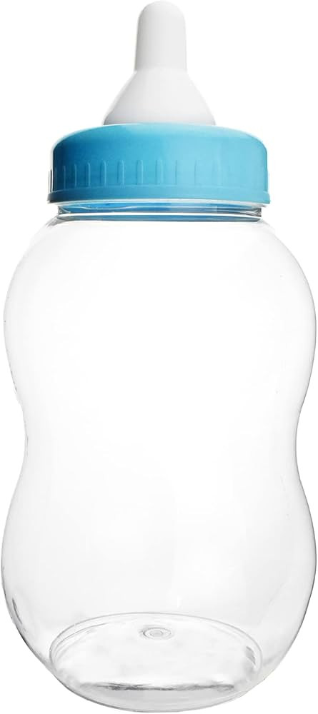 Homeford Jumbo Milk Bottle Coin Bank Baby Shower Plastic Container, 15-inch, Light Blue | Amazon (US)