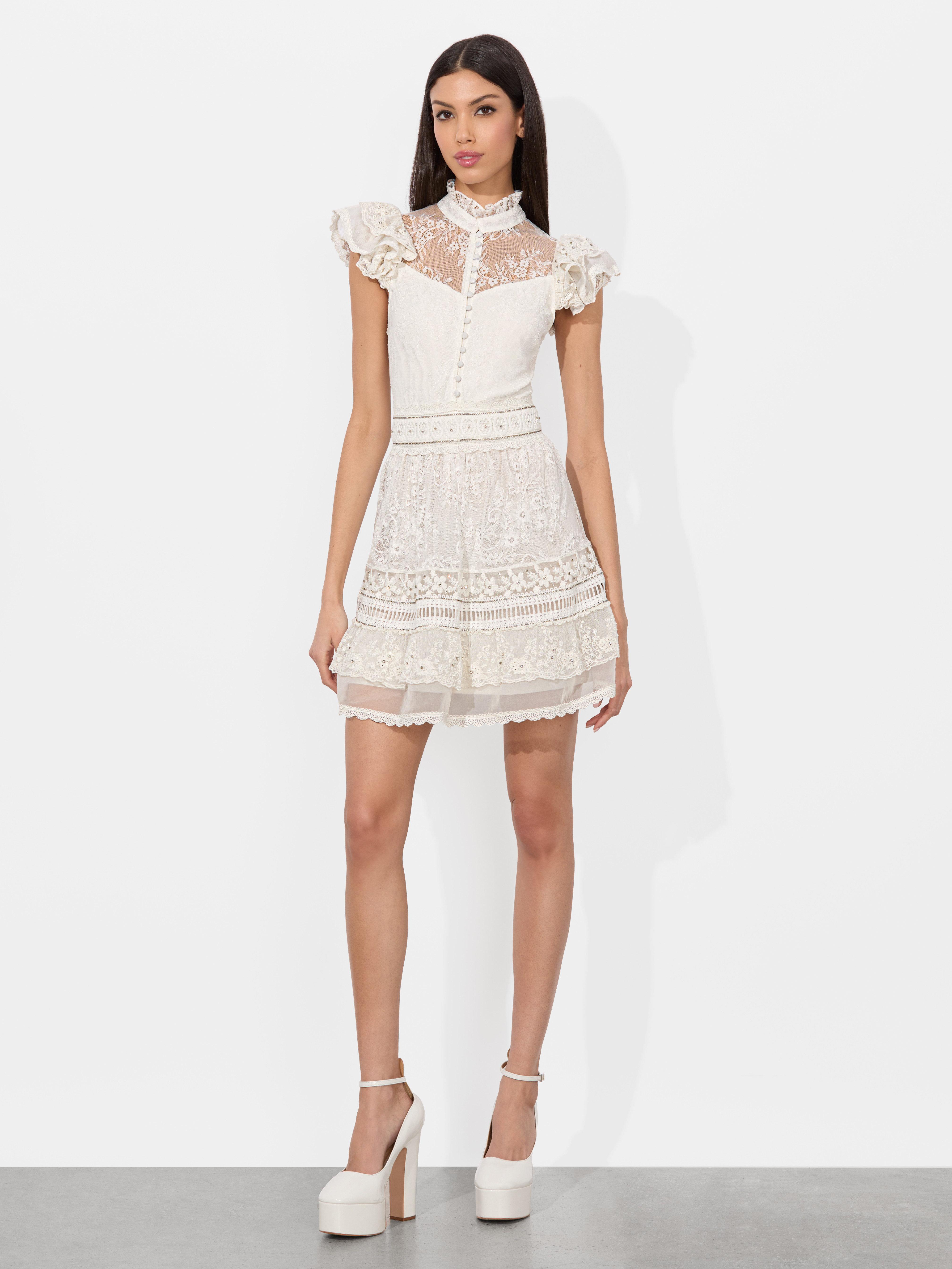 alice + olivia VERNITA EMBROIDERED MINI DRESS | Alice + Olivia