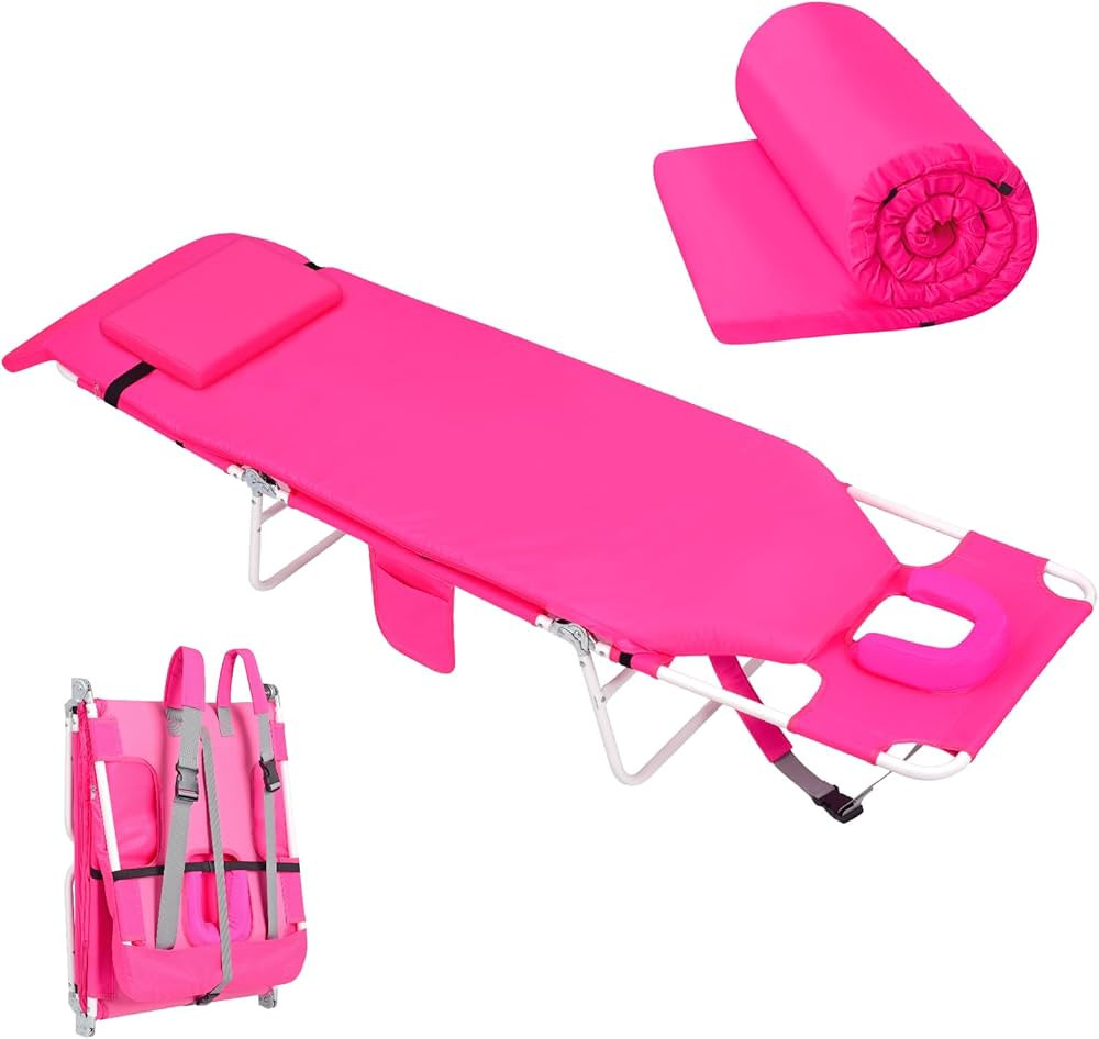 3 in 1 Women Comfort Backpack Tanning Beach Chair with Face Hole & Cushion | Portable Folding Lou... | Amazon (US)