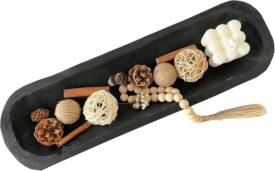 Wooden Dough Bowls Decorative，Rustic Bread Long Bowls Decor Wood Tray, Hand Carved For Table Ce... | Amazon (US)