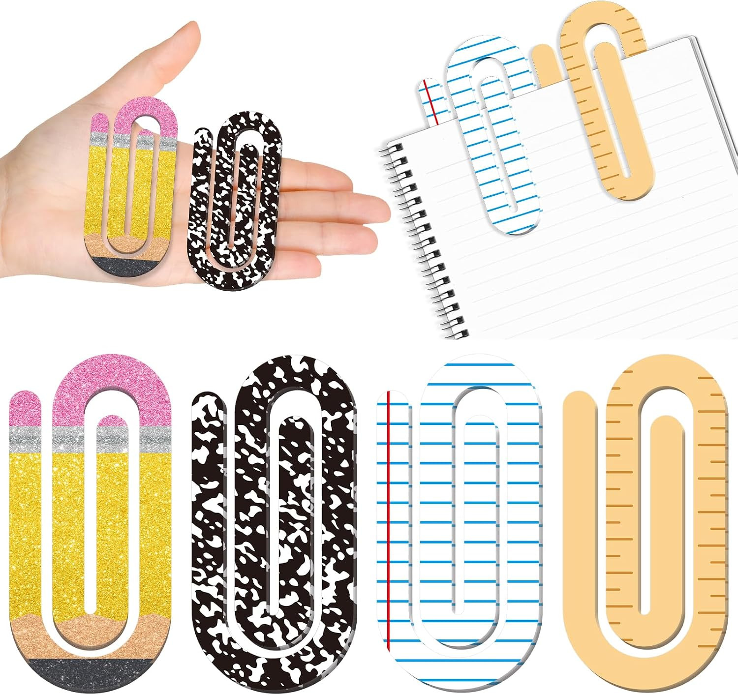 12 Pcs Teacher Acrylic Jumbo Paper Clips End of Year Student Gifts for Teacher Appreciation Gifts 4 Inch Graduation Paperclip Bookmark Notebook Pagination Mark Back to School Supplies Office Classroom | Amazon (US)