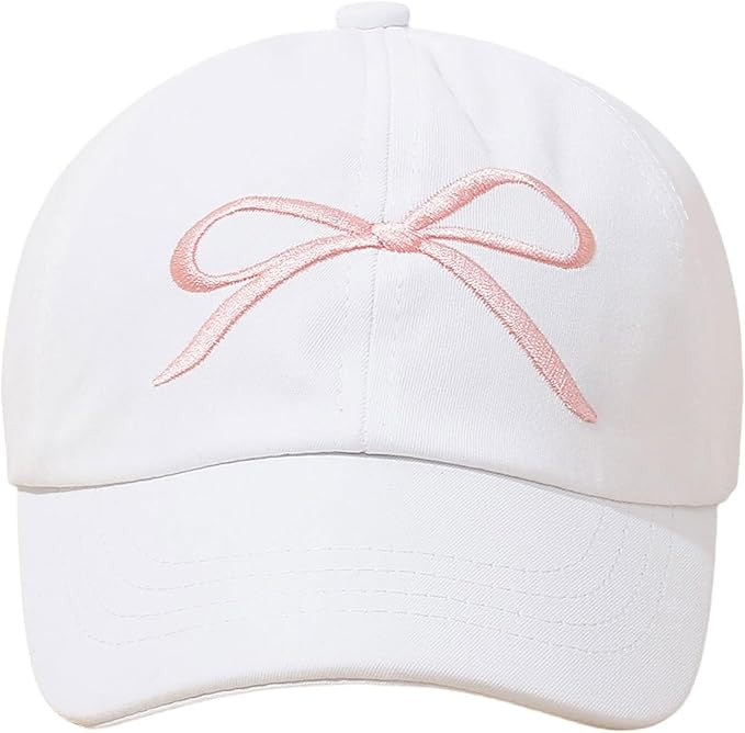 Kids Baseball Hat Visor, Bow Tie Baseball Cap, Little Girls High Ponytail Sun Hat, Embroidered Be... | Amazon (US)