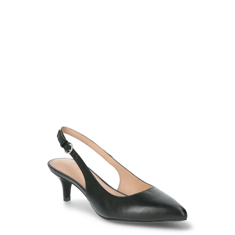 Time and Tru Women's Slingback Kitten Heel Pumps, Sizes 6-11 - Walmart.com | Walmart (US)