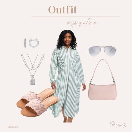Pair a long striped shirt dress with baby pink shoes and purse, aviator sunglasses, a silver layered necklace, and huggie hoop earrings.

Ootd, tall friendly stall, target fashion, look for less, amazon fashion

#LTKshoecrush #LTKstyletip #LTKfindsunder50