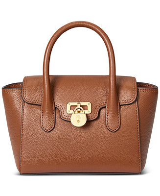 Lauren Ralph Lauren Tanner Small Pebbled Leather Satchel - Macy's | Macy's