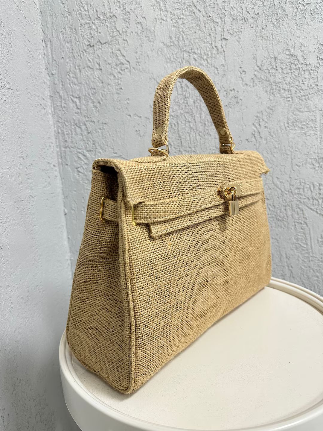 Handmade Jute Handbag With Leather Strap, Artisan Crafted, Eco-friendly, Unique Design, Durable &... | Etsy (US)