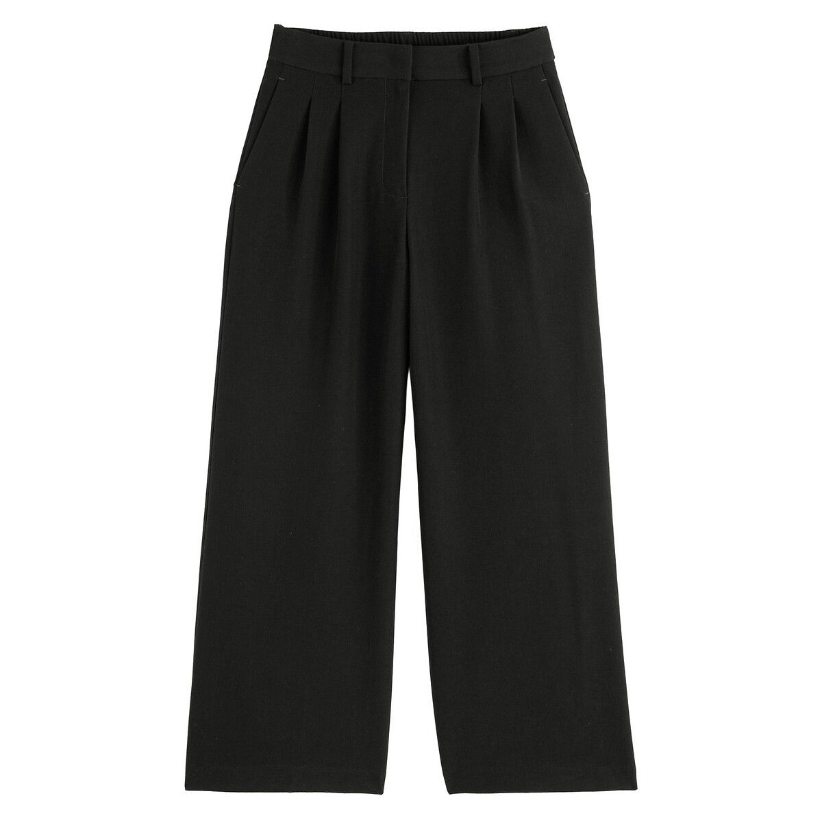 Wide Leg Cropped Trousers with Pleat Front in Recycled Fabric | La Redoute (UK)