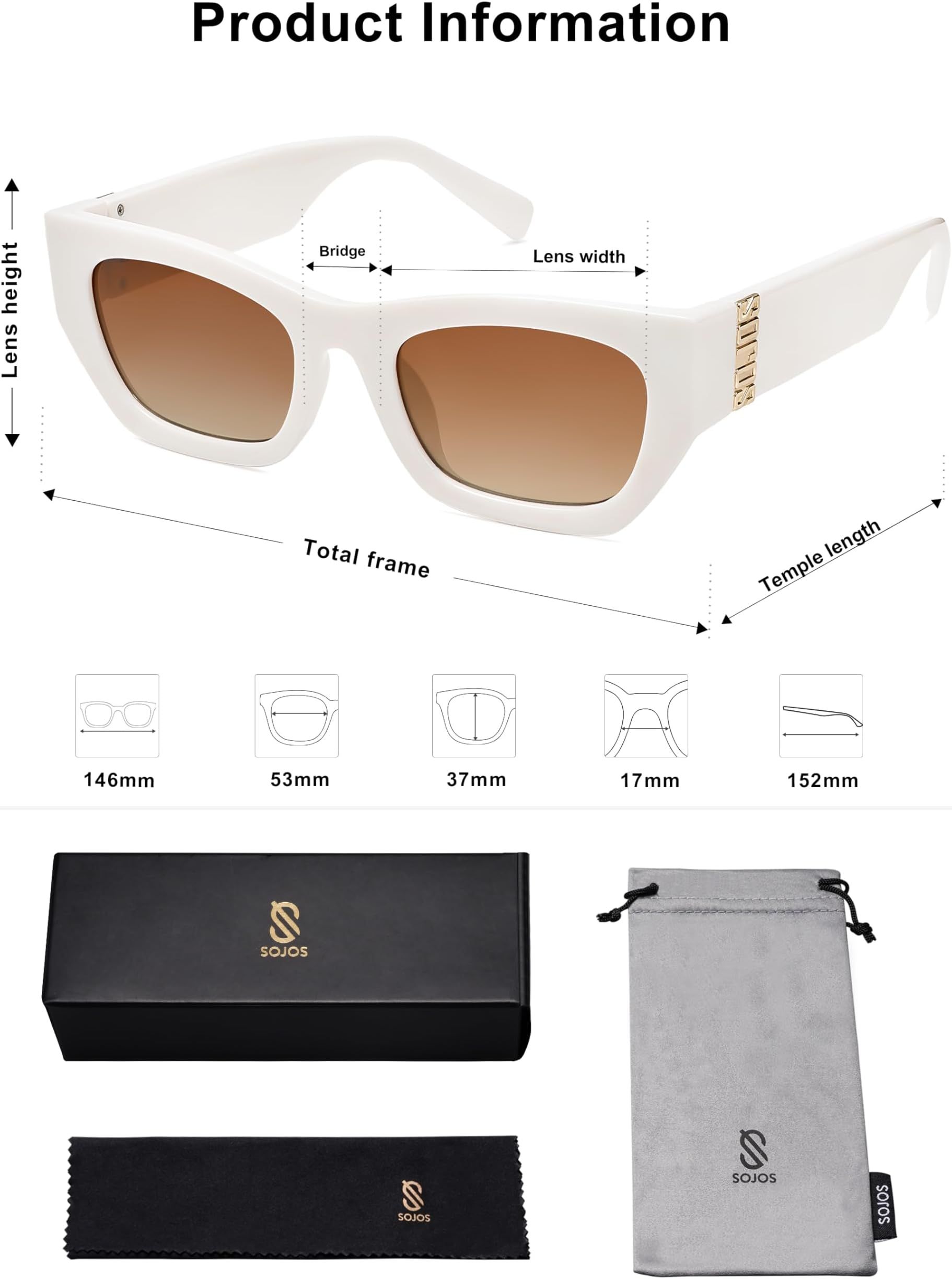 SOJOS Retro Cat Eye Sunglasses for Women Men Trendy Rectangle Designer Sunnies SJ2296 | Amazon (US)