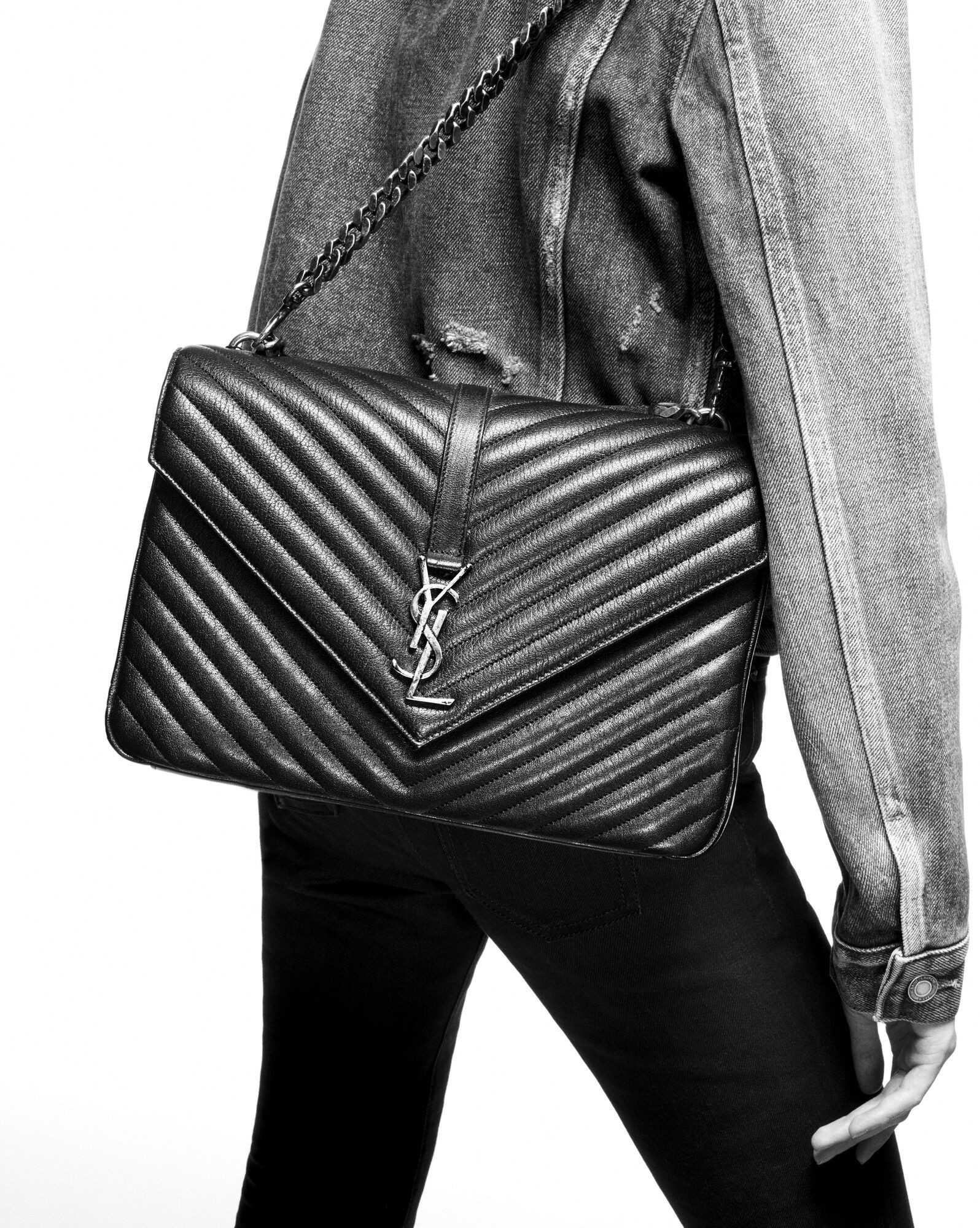 College large in quilted leather | Saint Laurent __locale_country__ | YSL.com | Saint Laurent Inc. (Global)