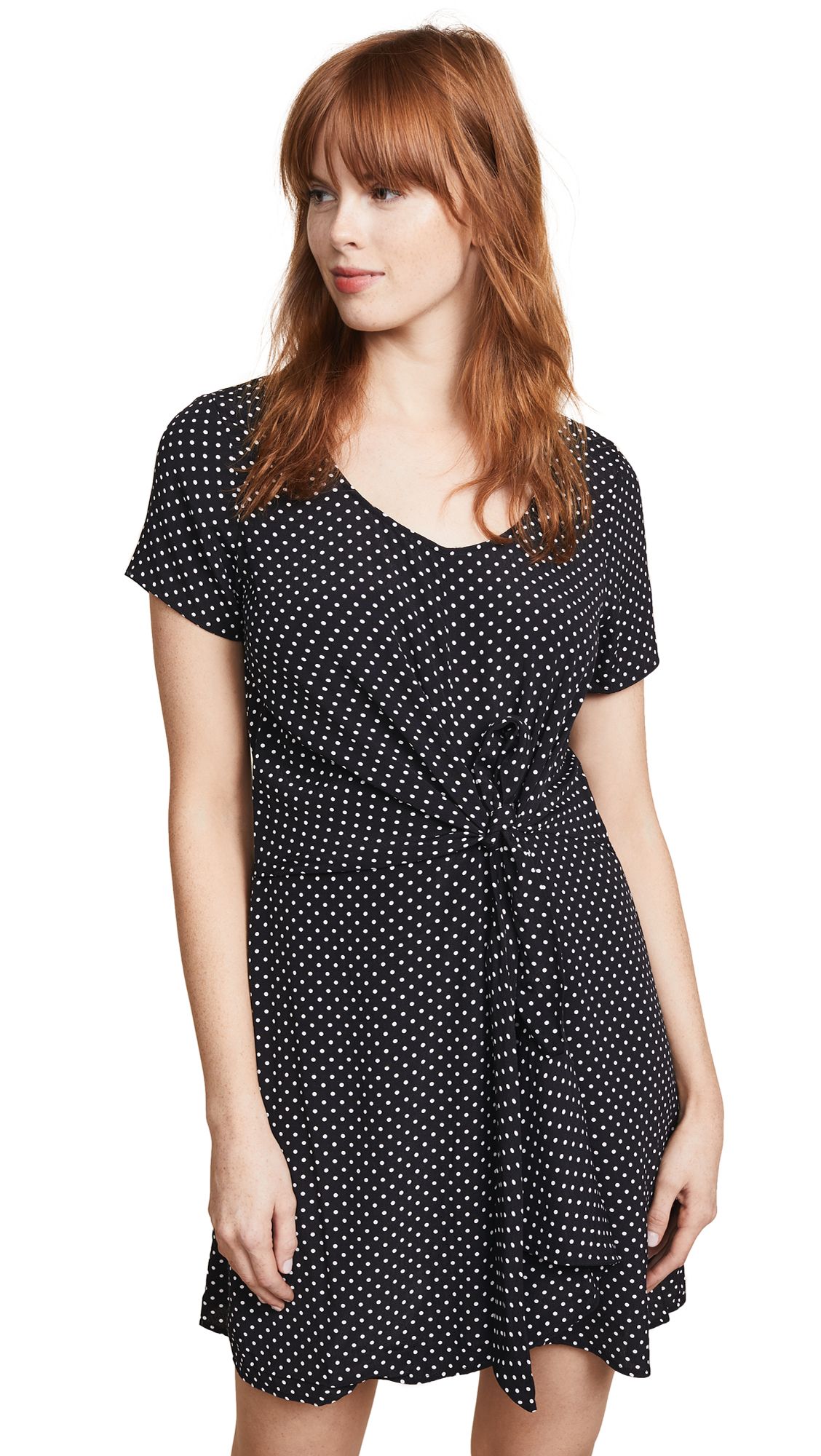 Three Dots Polka Dot Tie Front Dress | Shopbop