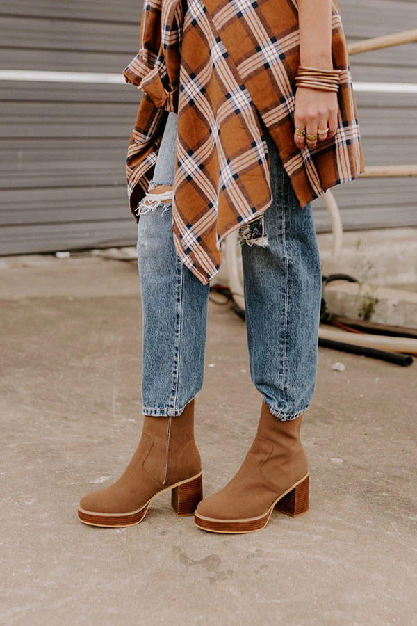 The Esther Faux Suede Bootie In Chocolate | Impressions Online Boutique