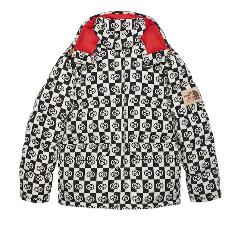 Gucci x The North Face Down Jacket Ivory/Black Checkered | StockX