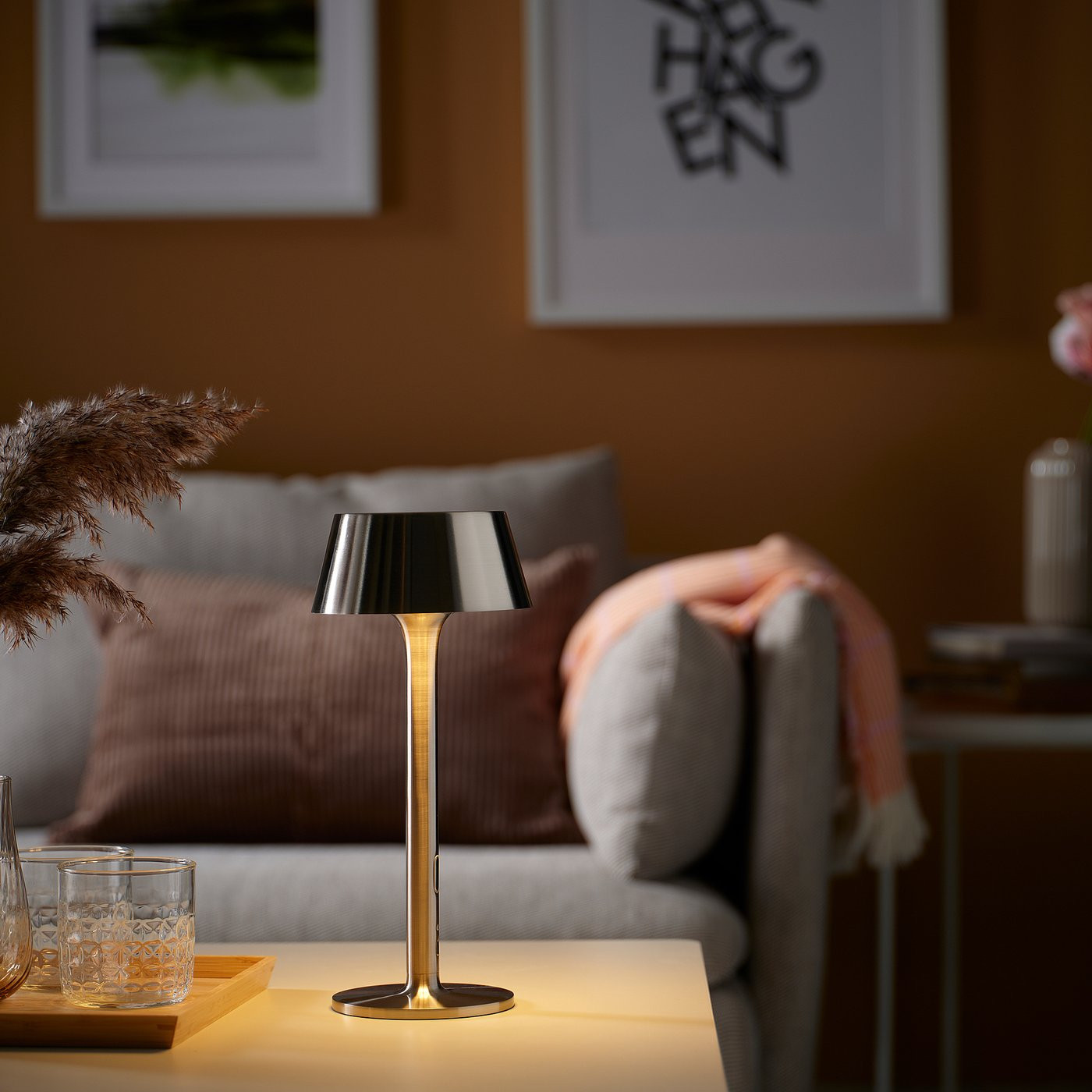 IKEA AVHÅLL LED portable lamp, battery operated dimmable/nickel plated outdoor, 11 ½ | IKEA US