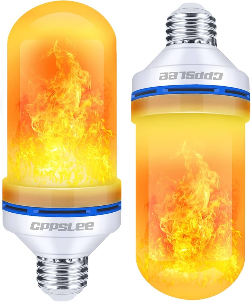 CPPSLEE LED Flame Light Bulbs, 4 Modes Fire Light Bulbs, E26 Base Flame Bulb, Halloween Decoratio... | Amazon (US)