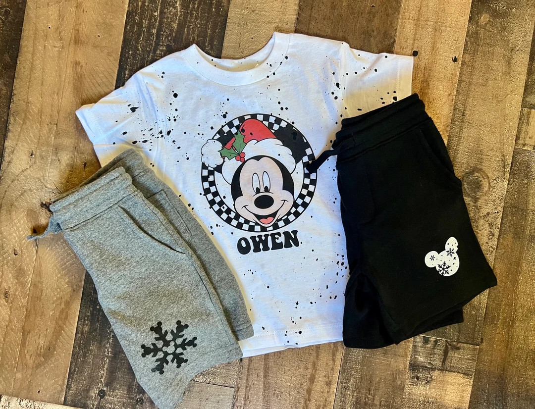 Christmas Boys Mickey Tshirt, Disney Xmas Outfit for Boys, Minnie Pants and Shirt Kids, Toddler D... | Etsy (US)