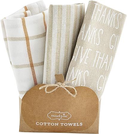 Mud Pie Fall Set of 3 Towels, Give Thanks, 26" x 16.5" | Amazon (US)