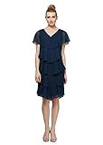 S.L. Fashions Women's Short Sleeve Solid Pebble Tiered Chiffon Dress (Missy and Petite), New Navy, 1 | Amazon (US)