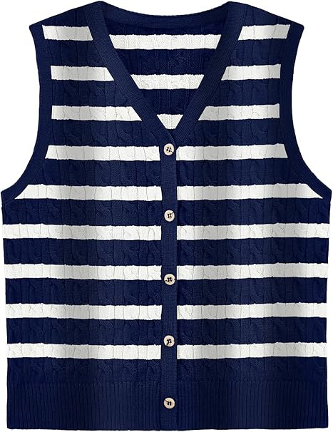 WIHOLL Womens Sweater Vest Cable Knit Button Down Cute Sleeveless Spring Summer Clothes 2025 | Amazon (US)