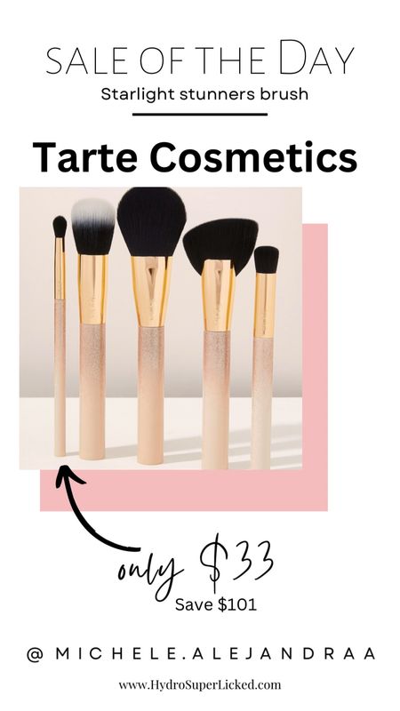 Tarte Cosmetics 
starlight stunners brush set

everything you need to do a full face of makeup
Glued & laser cut brush hairs to do the work for you with no shedding!
set includes brushes designed for:
eyeshadow
foundation
powder
cheek
concealer

#LTKsalealert #LTKGiftGuide #LTKstyletip