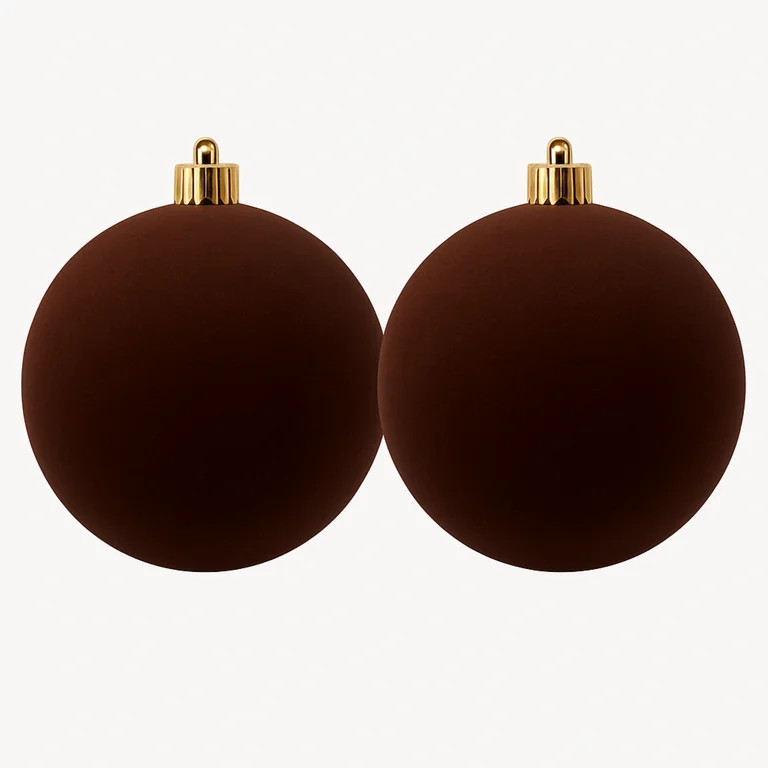 2 Count Brown Velvet-Feel Jumbo Shatterproof Christmas Ornaments, 7.79", by Holiday Time - Walmar... | Walmart (US)