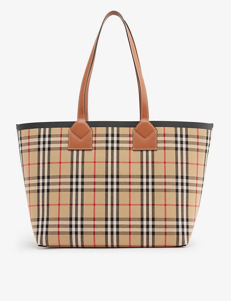 Heritage medium check-print cotton tote bag | Selfridges