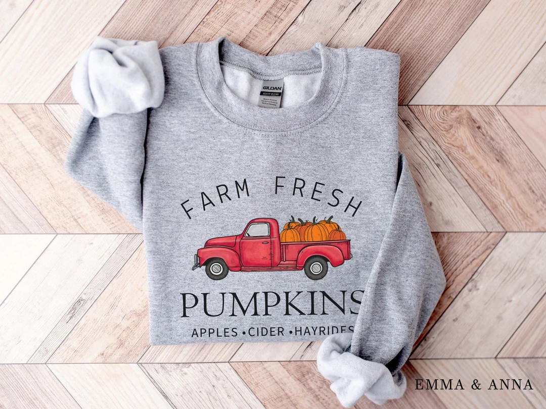 Farm Fresh Pumpkins Sweatshirt Pumpkin Sweatshirt Fall - Etsy | Etsy (US)