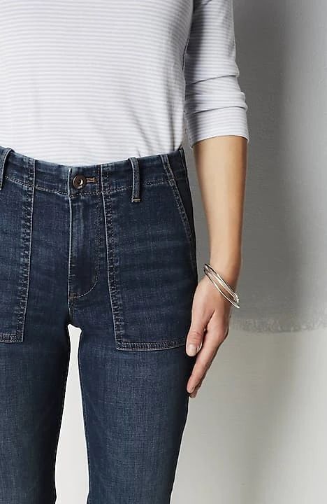 High-Rise Straight-Leg Patch-Pocket Jeans | J. Jill
