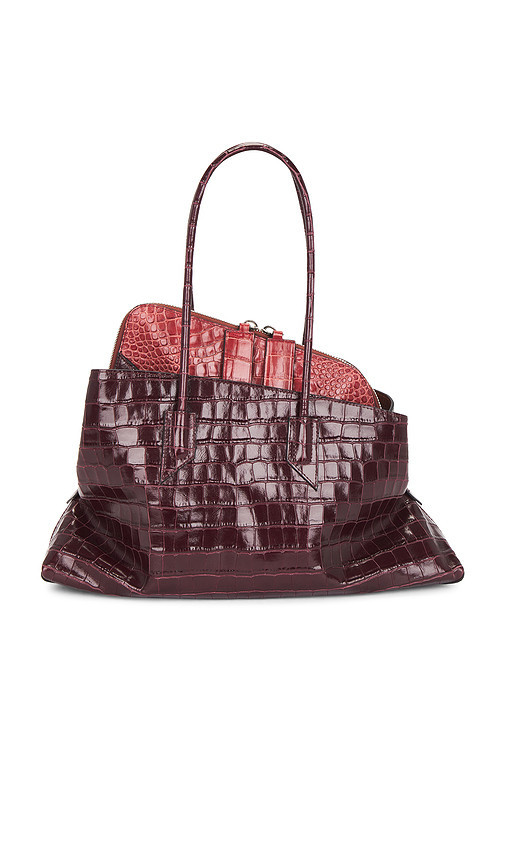 THE ATTICO La Passeggiata Medium Top Handle Bag in Burgundy. | Revolve Clothing (Global)