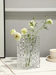 Magicpro Glacier Design Clear Glass Vase 8.3" Tall Prismatic Shape | Amazon (US)