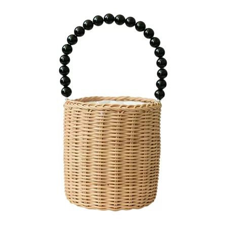 handmade straw basket handbags crossbody bags women hand bag handmade straw basket summer travel bea | Walmart (US)
