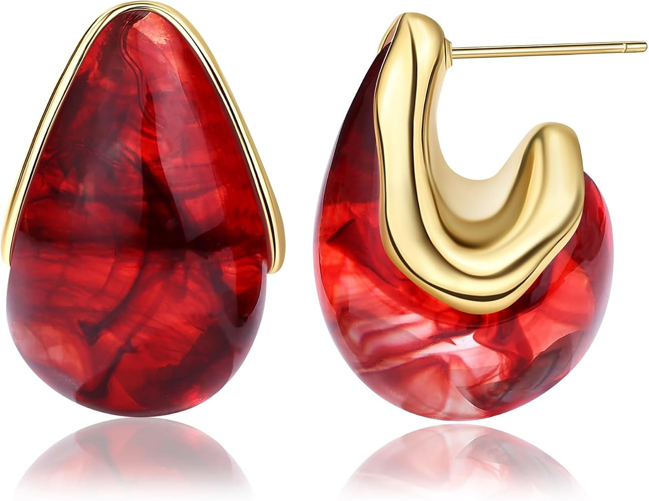 Acrylic Teardrop Hoop Earrings Chunky Gold Dangle Drop Earring Vintage Statement Jewelry for Wome... | Amazon (US)