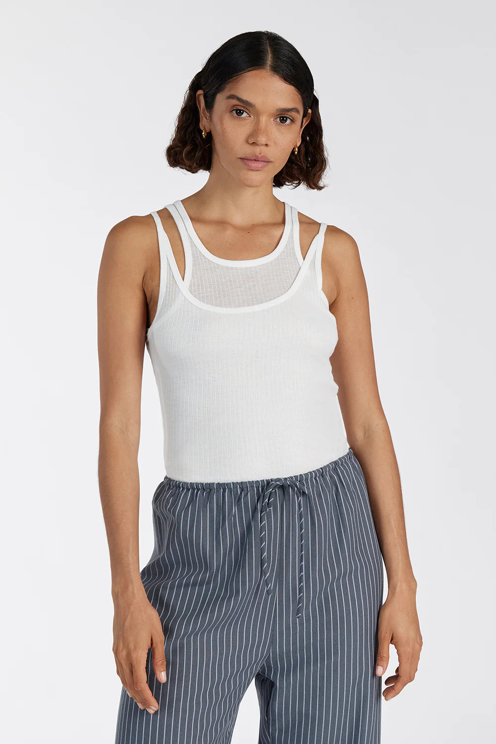 JUDE OFF WHITE DOUBLE LAYER KNIT TANK | DISSH