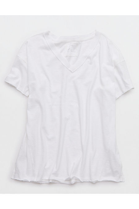 Aerie Oversized V-Neck Boyfriend T-Shirt Women's White S | Aerie