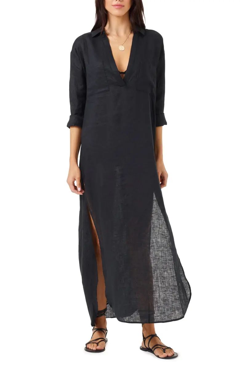 L Space Capistrano Long Sleeve Linen Cover-Up Tunic Dress | Nordstrom | Nordstrom