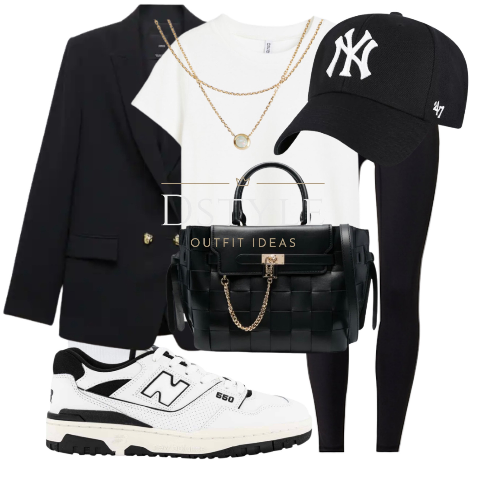 Monochrome Magic: Mastering the Art of Effortless Elegance with Black Leggings, a Sleek Blazer, Classic White T-shirt, and Chic Accessories. Elevate the Ensemble with White and Black New Balance Sneakers. A Timeless Look for Any Occasion, whether it's a casual workday, a coffee date, or a relaxed weekend outing! 🖤👟

#LTKstyletip #LTKBacktoSchool #LTKshoecrush