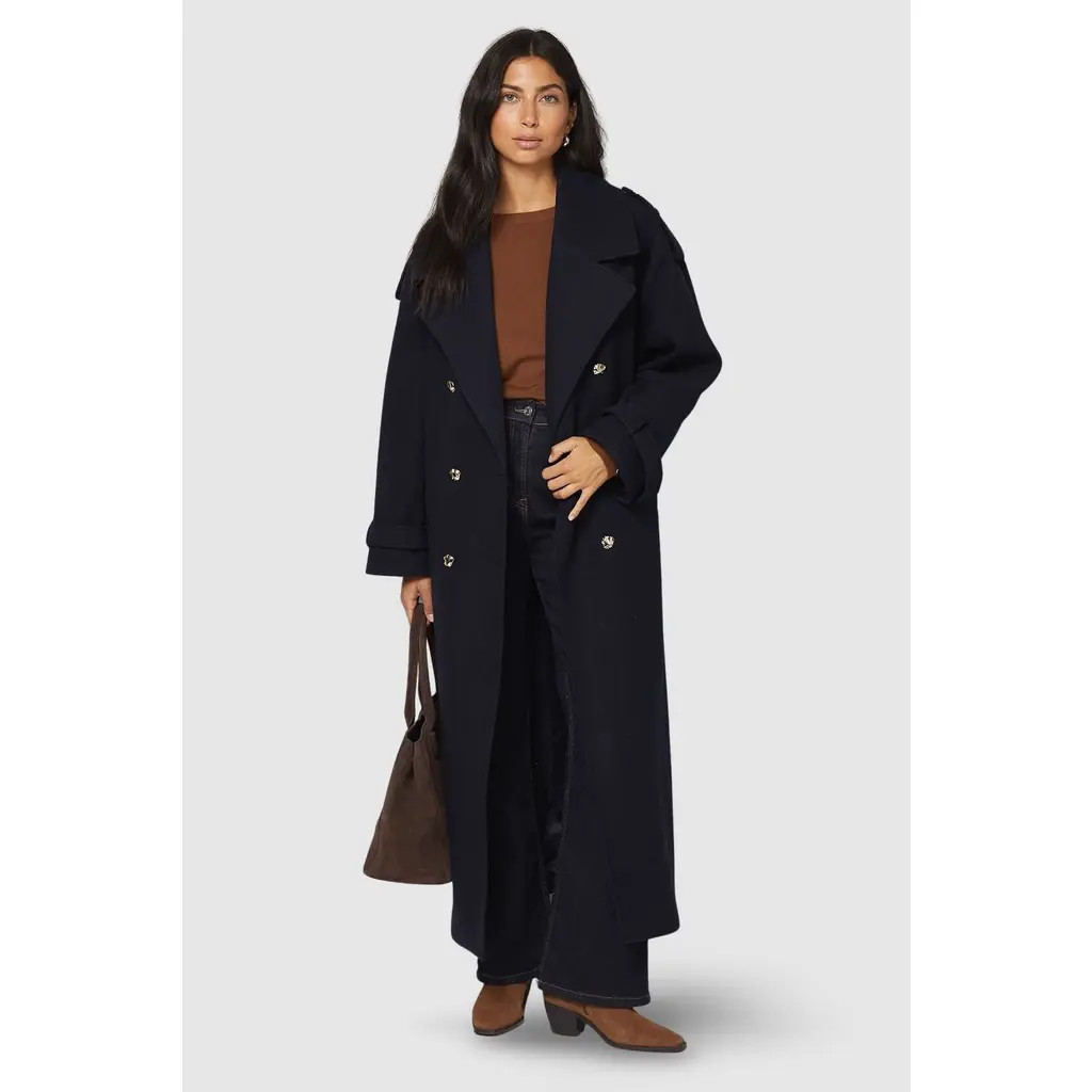 Wallis Wide Lapel Trench Coat in Navy at Nordstrom, Size 4 | Nordstrom