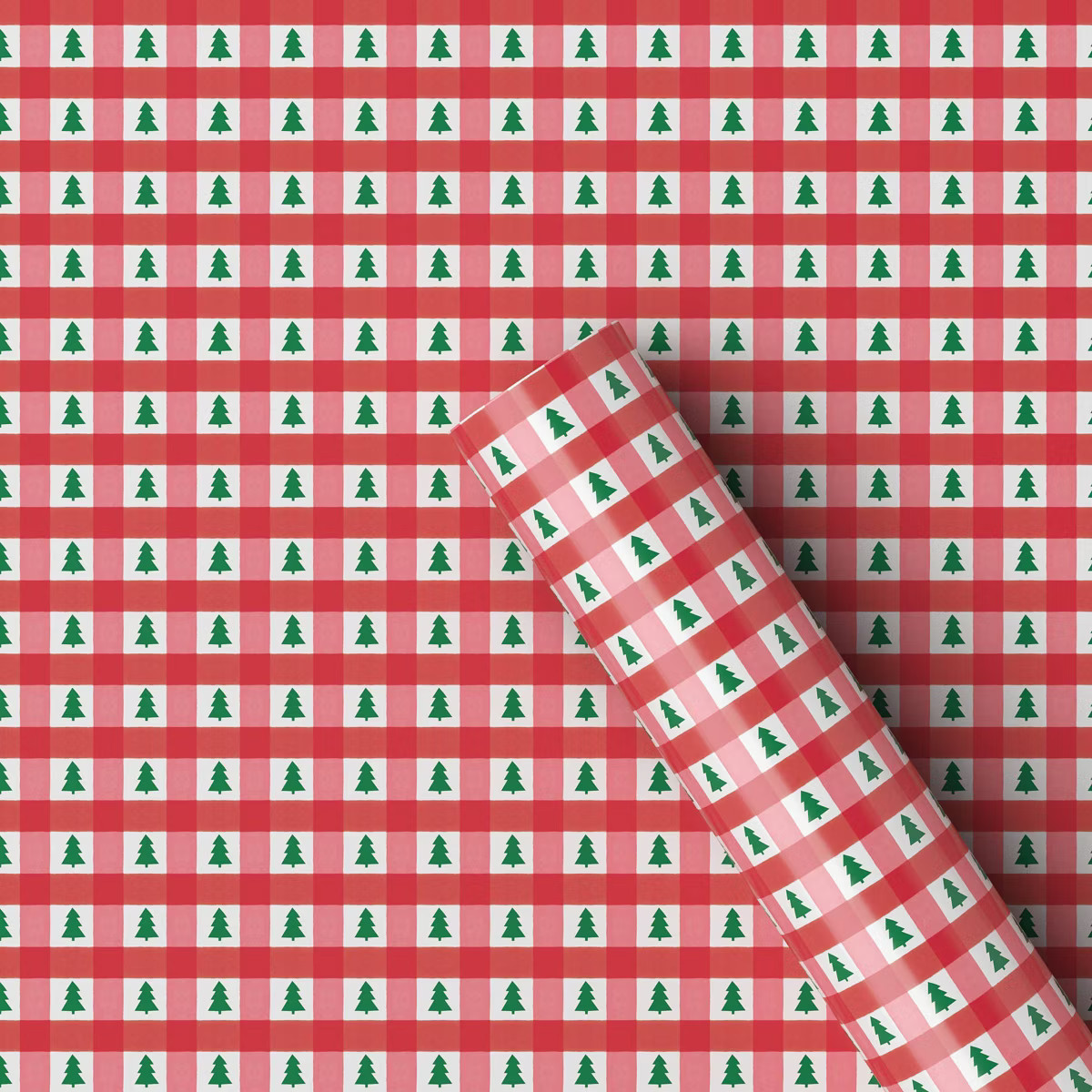 40" 125 sq ft Christmas Roll Wrap Trees in Gingham Red Plaid - Wondershop™ | Target