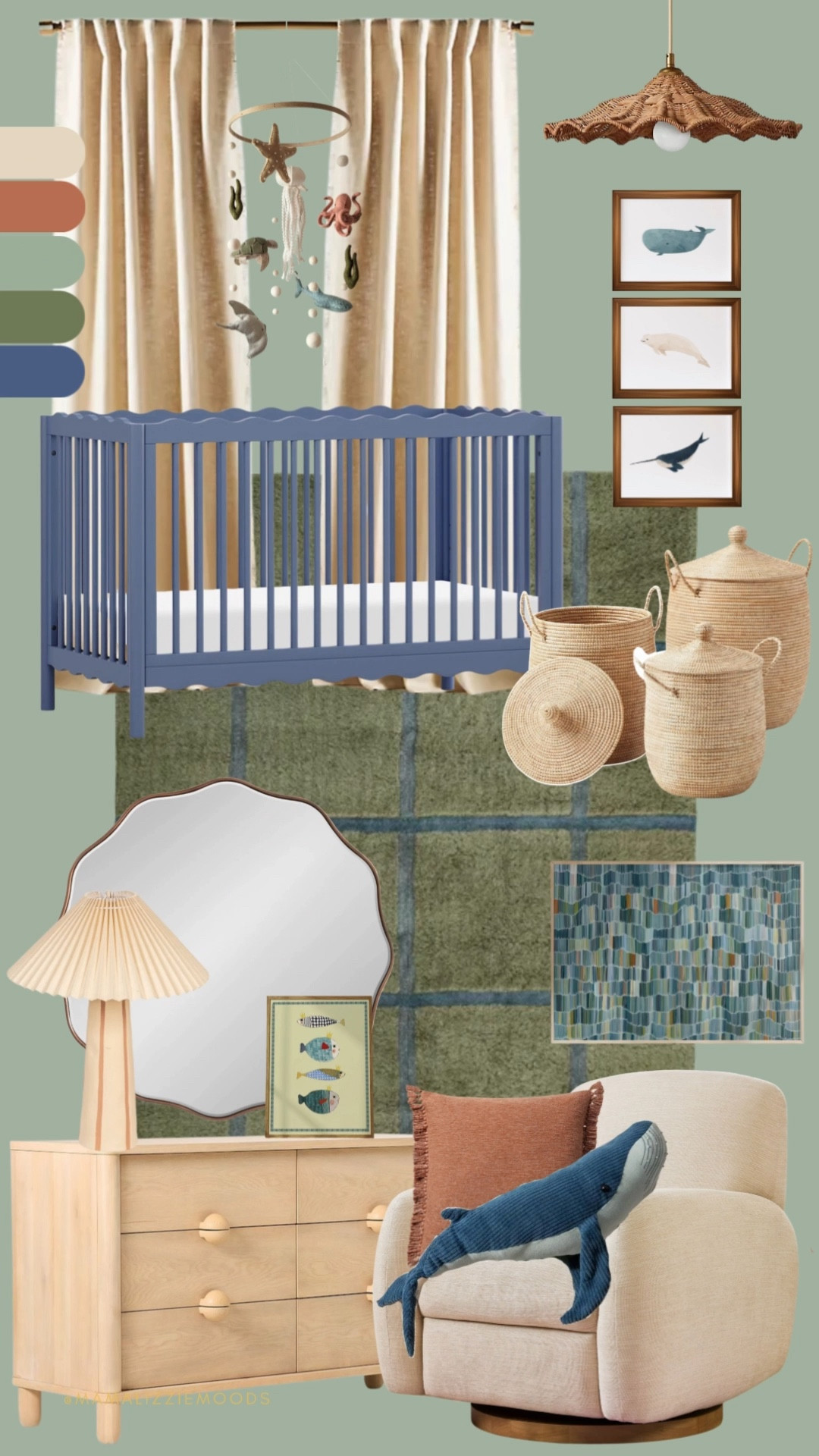 Moody Ocean Nursery 🌊🐋
If you love deep blues, soft greens, and warm natural textures, this nursery design is the perfect mix of coastal calm and chic coziness. I pulled together ocean-inspired art, a slate-blue crib, a sea-sage color palette, and warm woven accents for a space that feels serene, timeless, and so special for baby.
I linked everything below — crib, rug, dresser, glider, wall art, baskets, and decor — so you can recreate this Moody Ocean Nursery in your own home. 💙🌿✨
Follow for more nursery mood boards + baby room finds!



baby room, nursery ideas, nursery decor, nursery inspiration, ocean nursery, coastal nursery, blue nursery, sage green nursery, boy nursery ideas, neutral nursery, chic nursery, baby boy room, gender neutral nursery, baby essentials, nursery furniture, nursery wall art, nursery rug, nursery organization, wicker baskets nursery, nursery color palette, coastal baby room, sea life nursery, whale nursery, ocean themed nursery, beach nursery decor, natural wood nursery, cozy nursery ideas, nursery glider, nursery dresser

#LTKBaby #LTKBump #LTKHome