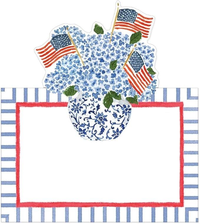 Caspari American Flags and Hydrangeas Die-Cut Name Place Cards, 8 Per Package | Amazon (US)