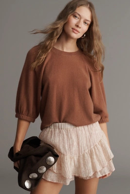 By Anthropologie Puff-Sleeve Cashmere Sweater | Anthropologie (US)