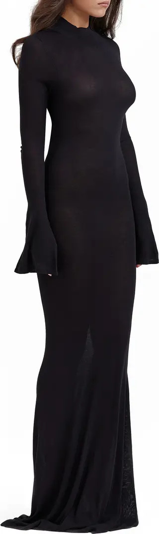 Sancha Open Back Long Sleeve Semisheer Body-Con Maxi Dress | Nordstrom