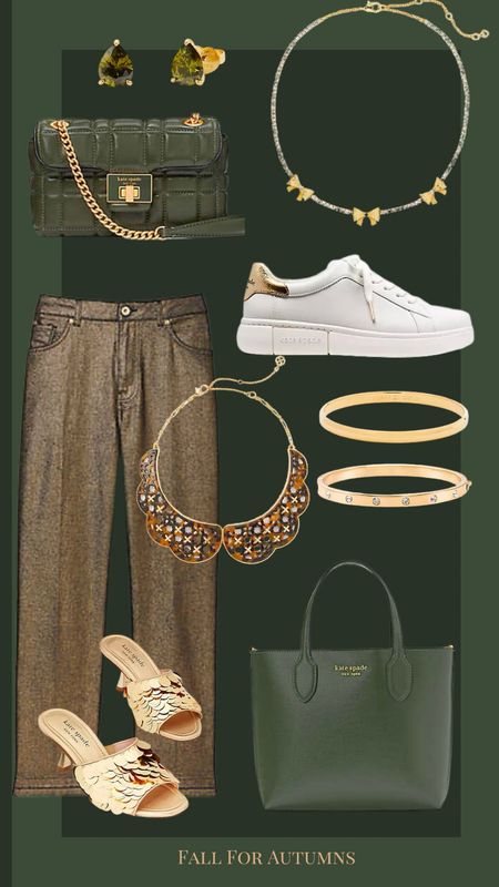 Kate spade sale for autumns, classic ingenue, classic style, gamine, gold bangle bracelets, hinge bracelet, gold metallic pants, green tote, workwear, gold tennis necklace, bow necklace, collar necklace, gold pumps, holiday style, shoulder bags, off white sneakers, gift guide, gifts for her

#LTKsalealert #LTKfindsunder100 #LTKitbag