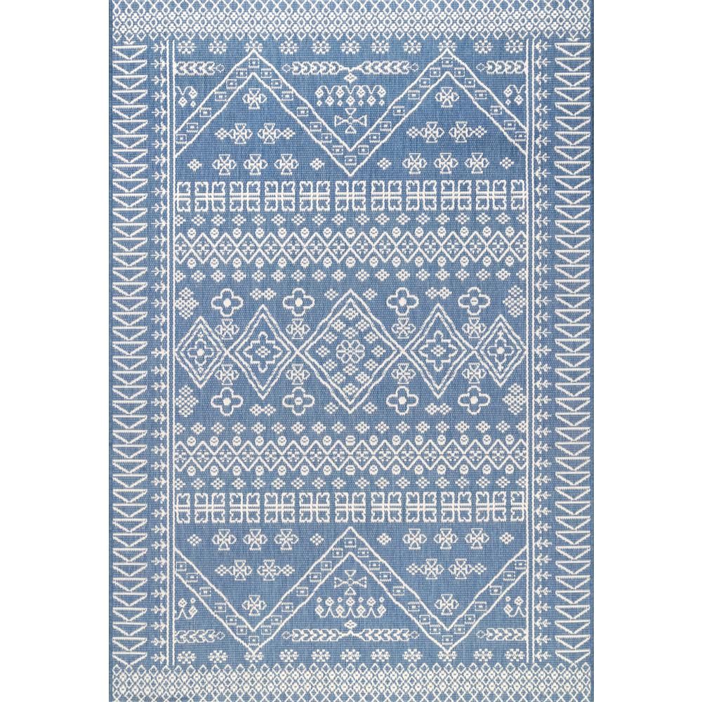 nuLOOM Kandace Tribal Blue 10 ft. x 14 ft. Indoor/Outdoor Area Rug | The Home Depot