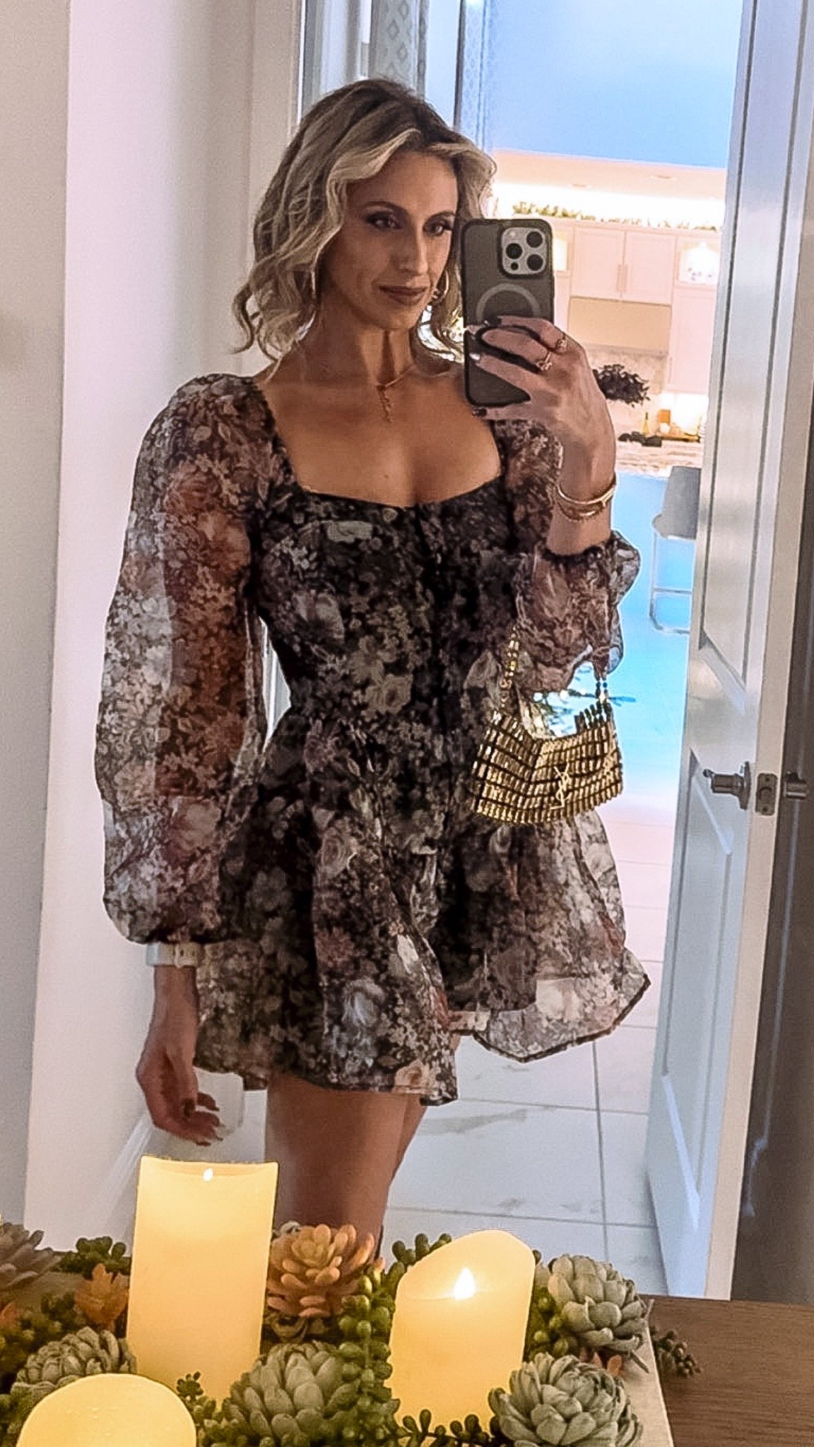 How cute is this romper?! Perfect holiday outfit for a florida fall and winter. I love the sheer sleeves and skirt. Dress it up in heels or down in some sneakers. 

#LTKootd #LTKSeasonal #LTKHoliday