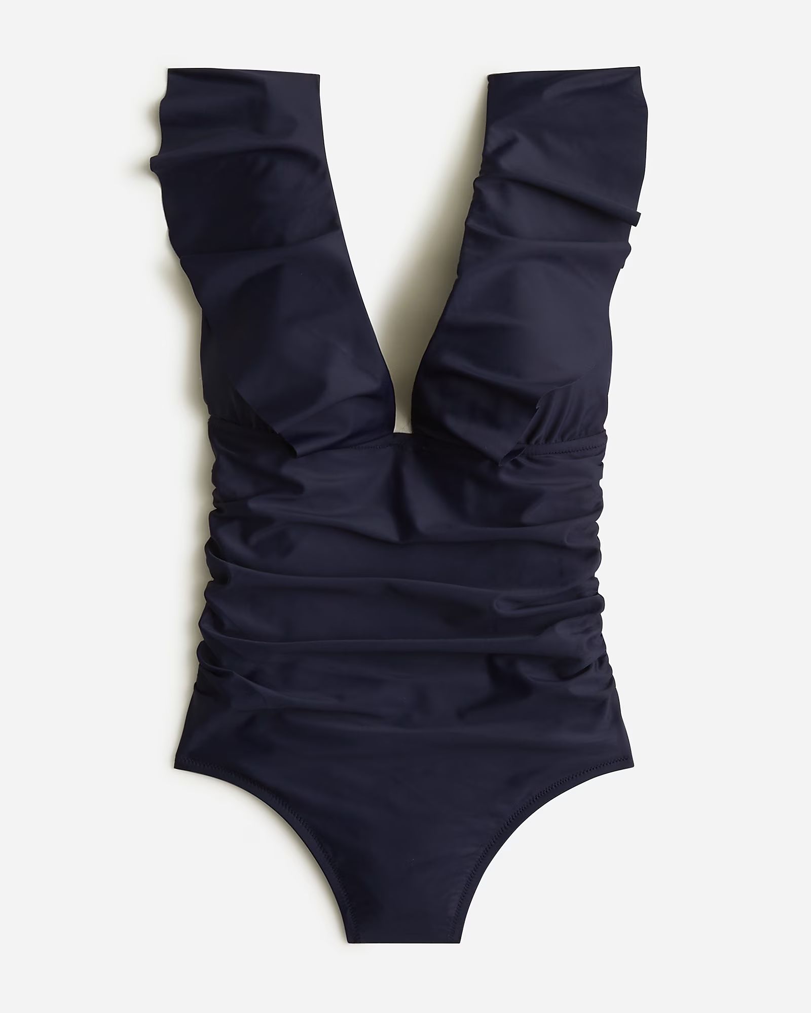 Ruffle V-neck ruched one-piece swimsuit | J.Crew US