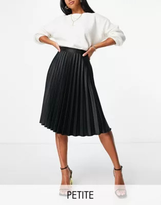 Petite pleated Black Midi Skirt | ASOS (Global)