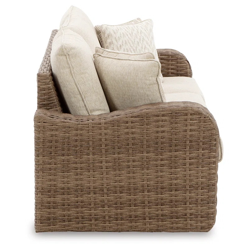 86.22'' Wide Outdoor Wicker Patio Sofa with Cushions | Wayfair North America