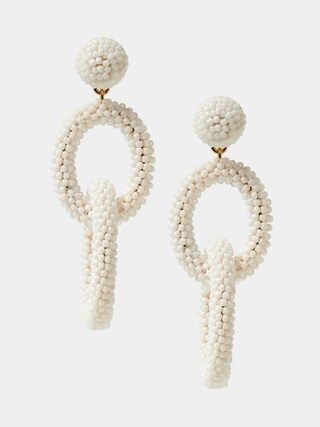 White Beaded Double Hoop Earrings | Banana Republic Factory